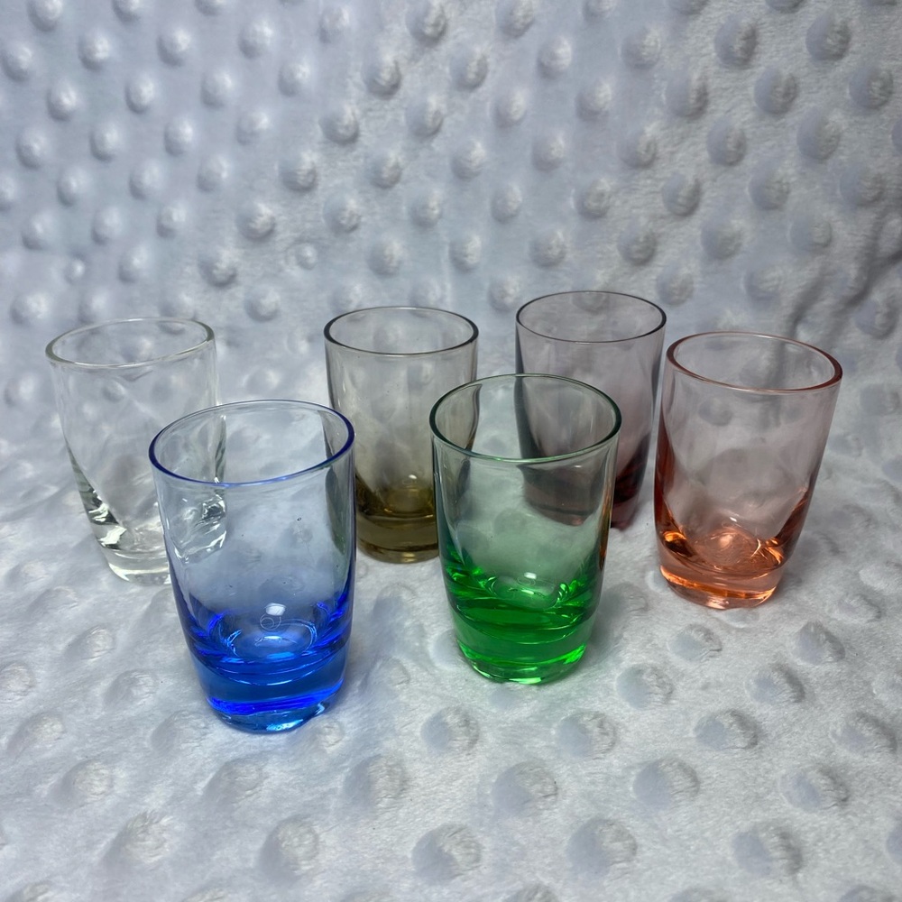 Vintage Sasaki Glass Colored Shot Glasses - set of 6